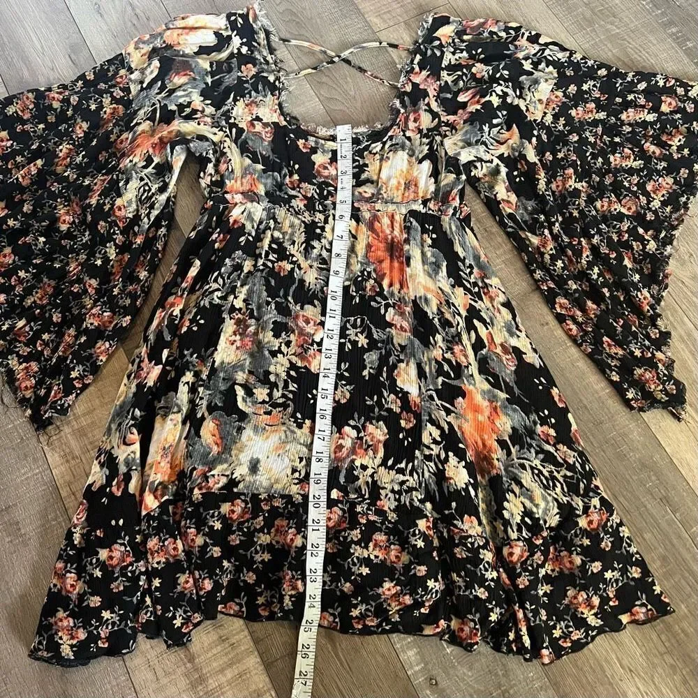 Free People Heart Ot Gold Floral Mini Dress size S